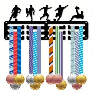 1PC Football Medal Hanger Display for Wall Home Badge Race Gymnastics Swimming Medalist Black 11.4x5.1 Inch