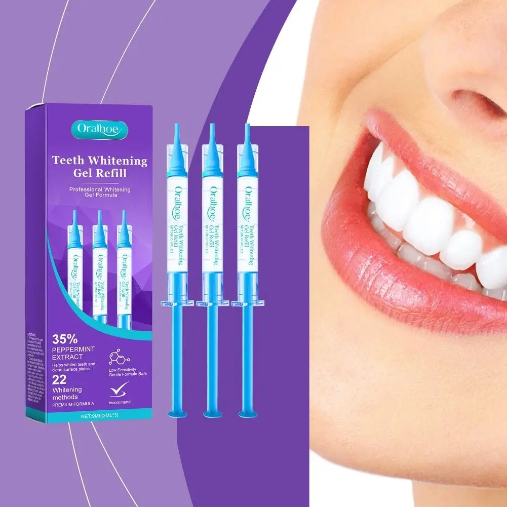 Teeth Whitening Gel Eliminate Tooth Stains Low Sensitivity Whitening Gel Peppermint Flavor for Home Teeth Brightening Treatment