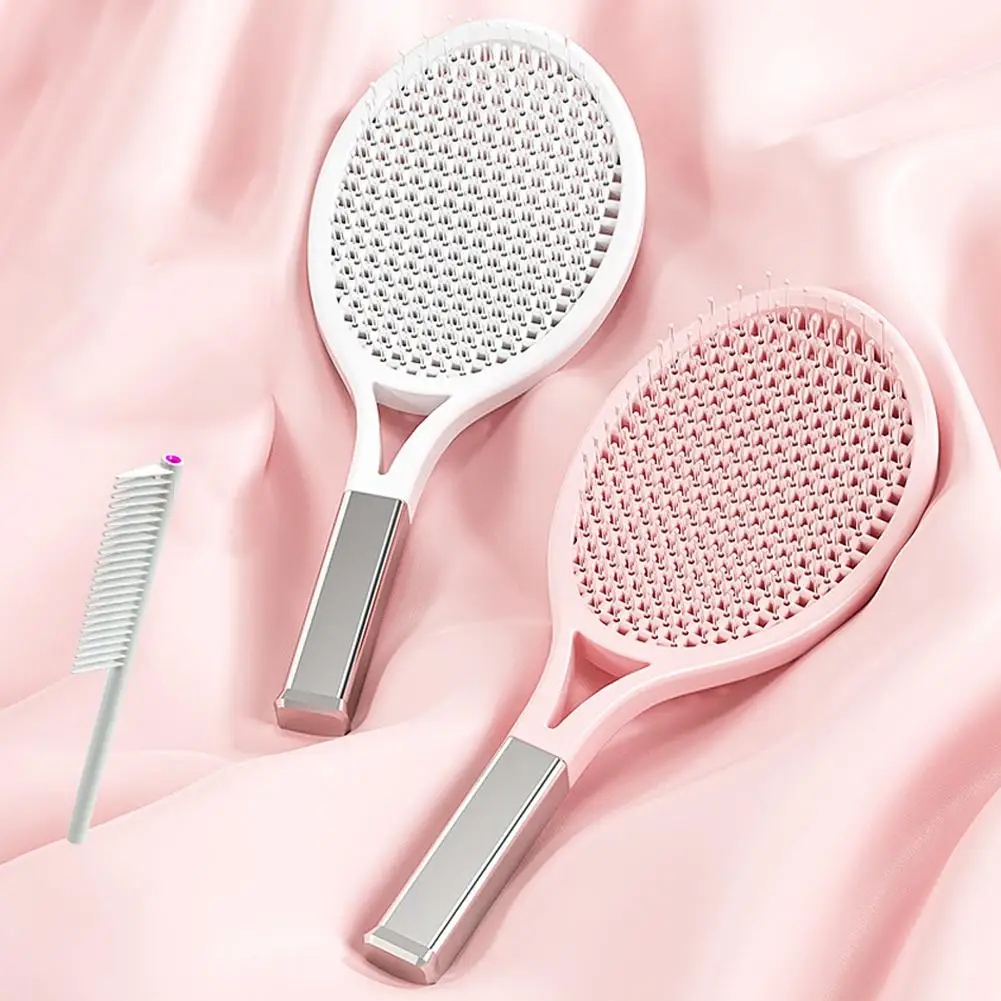 

Массажная расческа на воздушной подушке Теннисная ракетка Пушистая расческа Полая влажная распутывающая щетка для волос Сухой высокий артефакт Dsign Черепные волосы до G6R0