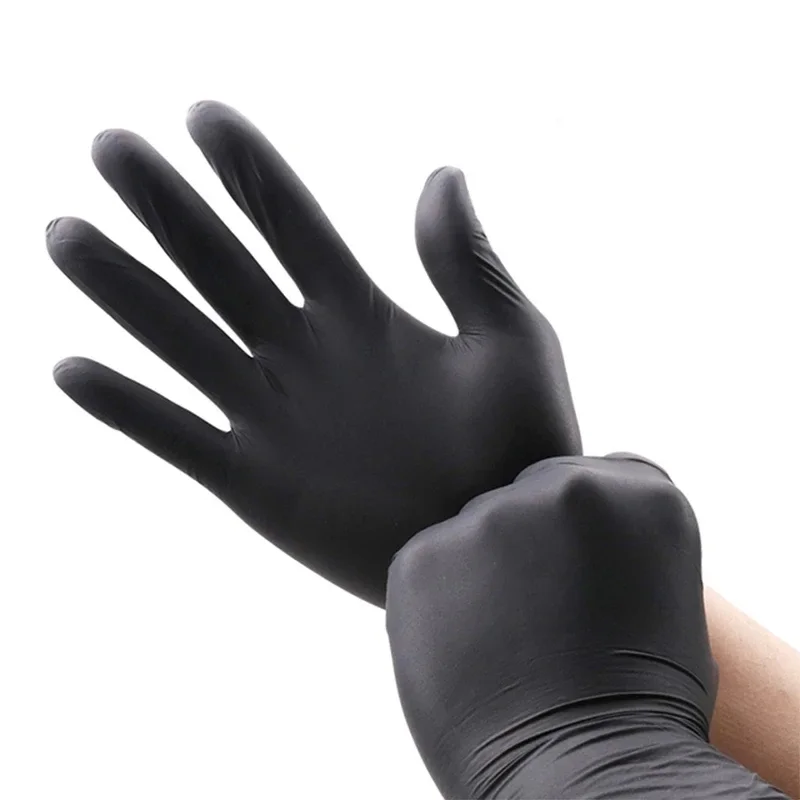 100-Pack Disposable Black Nitrile Gloves: Household Cleaning & Work Safety, Unisex, Latex-Free, Antistatic for Gardening