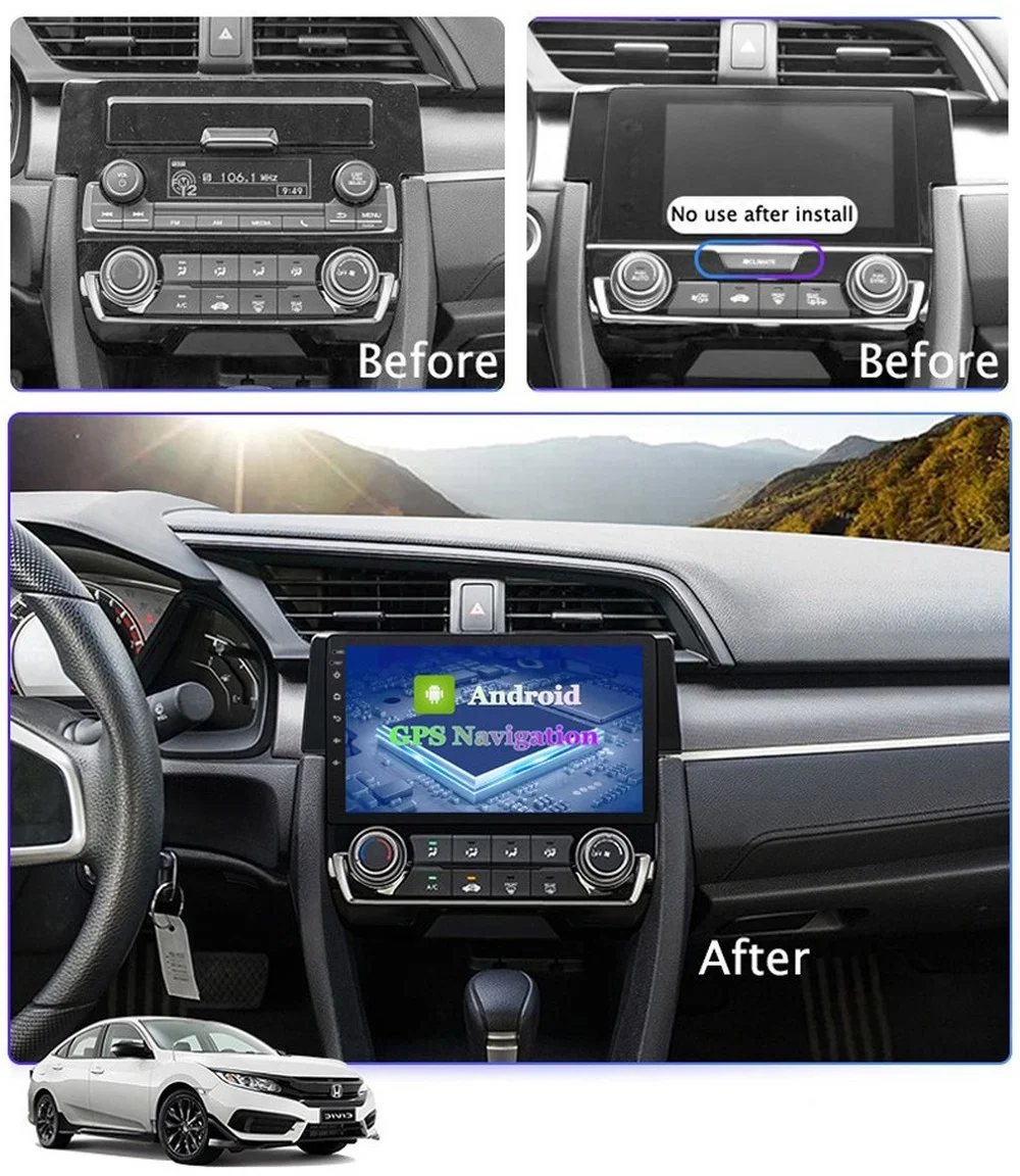 Android 11 System Quard Core 2G+32G WIFI HD 1024*600 Car GPS Nagavition For HONDA CIVIC 2016- Car Radio Player