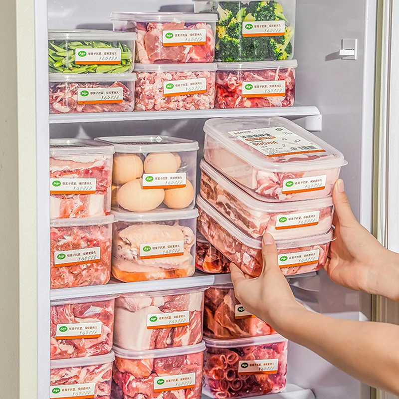 4 Grids Food Fruit Storage Box Portable Compartment Refrigerator Freezer Organizers Sub-Packed Meat Onion Ginger Clear Crisper