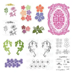 Festivals Celebrate Rose Flowers Stamps and Metal Cutting Dies Sets for Diy Scrapbooking Decoration Craft Making Greeting Card