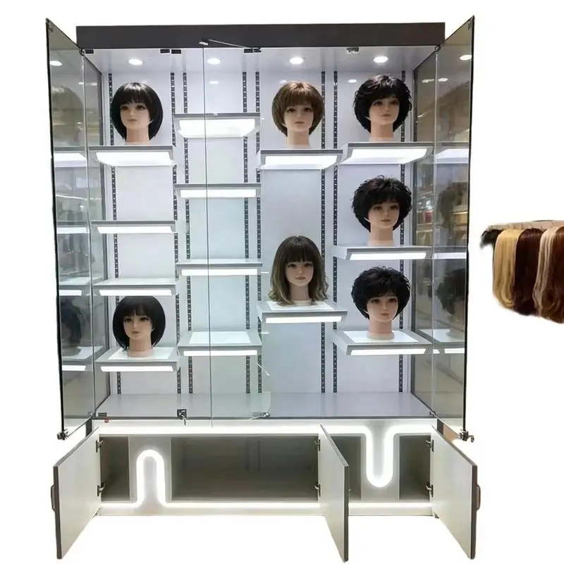 custom.Wig Store Display Furniture Wig Display Shelf Hair Salon Equipment Bag and Shoes Display Rack Hair Extension Display Stan