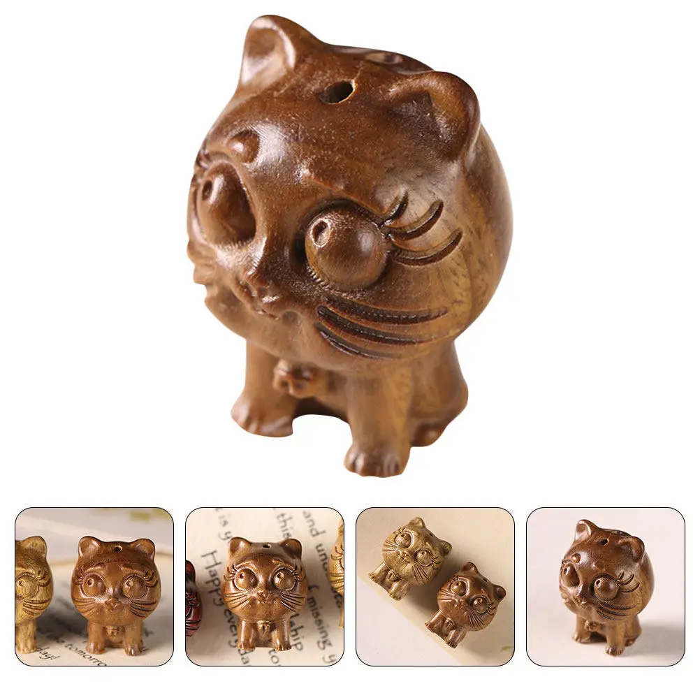 Colgante de Madera Premium con Forma de Gatito, Llavero Creativo con Diseño de Gato para Manualidades de Joyería, Decoración Colgante de Madera, Adorno Retro de Madera