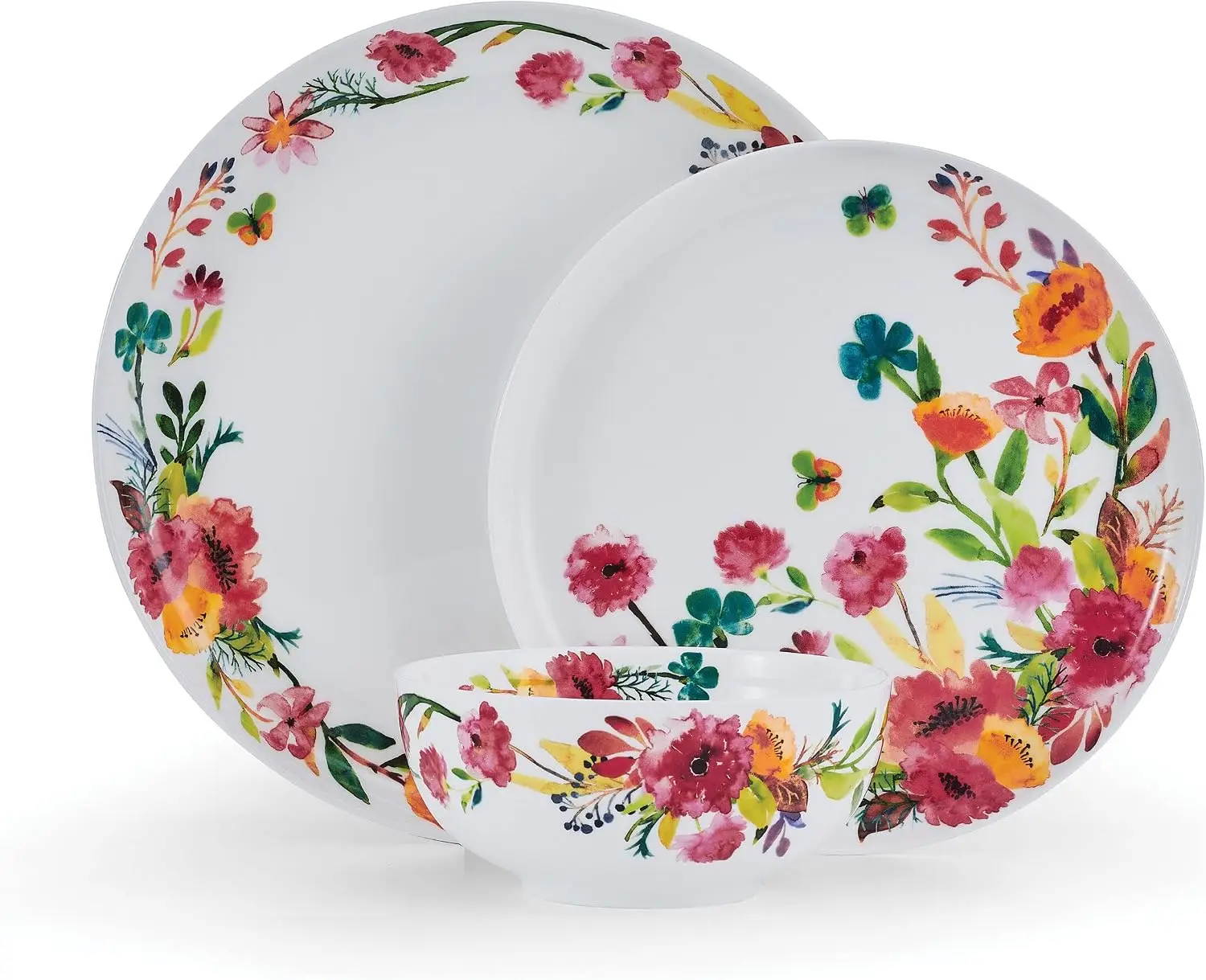 12-Piece Bone China Dinnerware Set, Lightweight Chip-Resistant, Service for 4