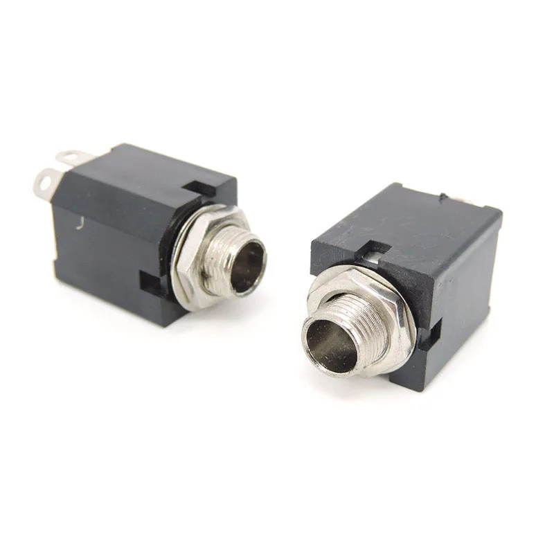 2pc PJ-612A 3Pin 6.35mm 6.5 mono Female power Jack Panel Mount Solder Nut Headphone Connector Socket 1/4 inch Audio Microphone image 2