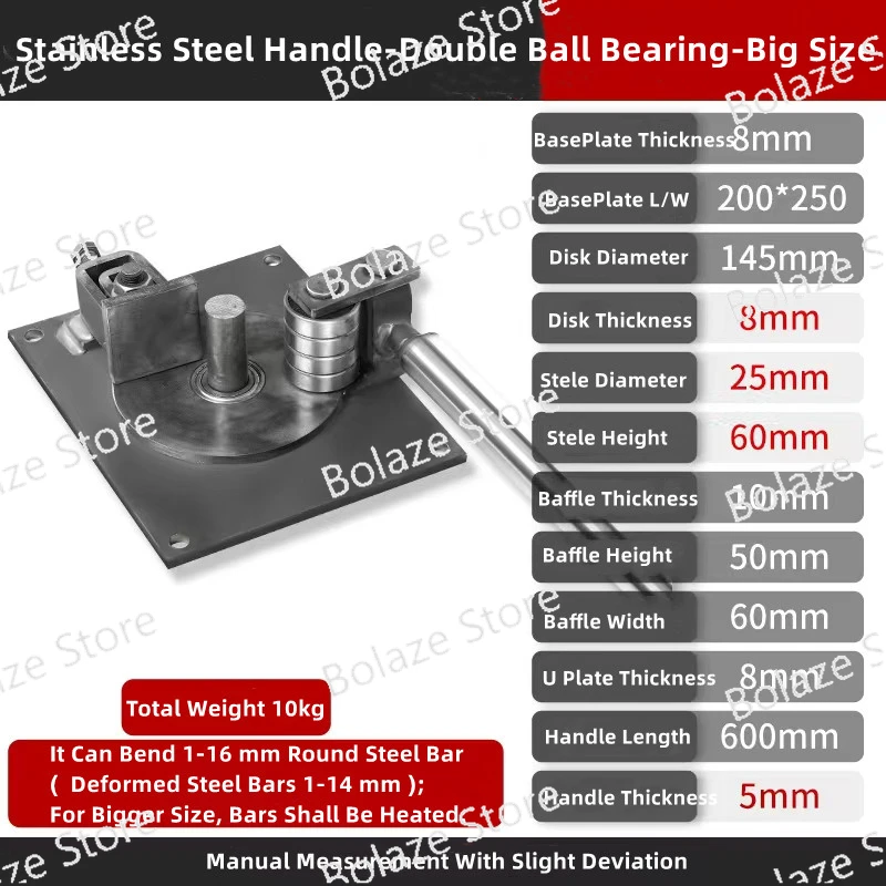 16 20 Mm Deformed Steel Rod Metal Manual Portable Stirrup Bar Bender Rebar Bending Machine