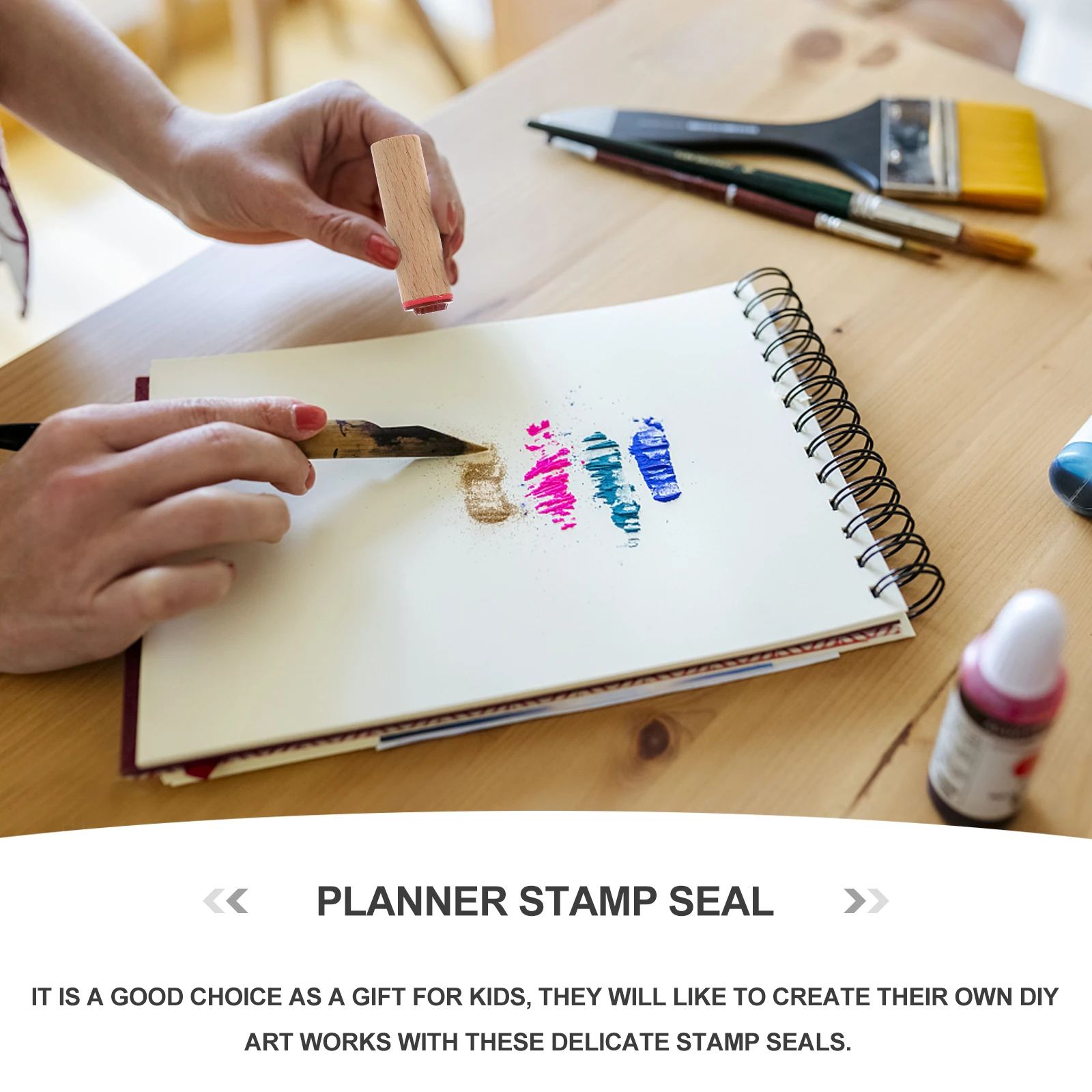 

4Pcs Vintage DIY Scrapbook Wooden Stamps Durable Seals for Diary Planner Craft Decoration Diary Stamp Accessory