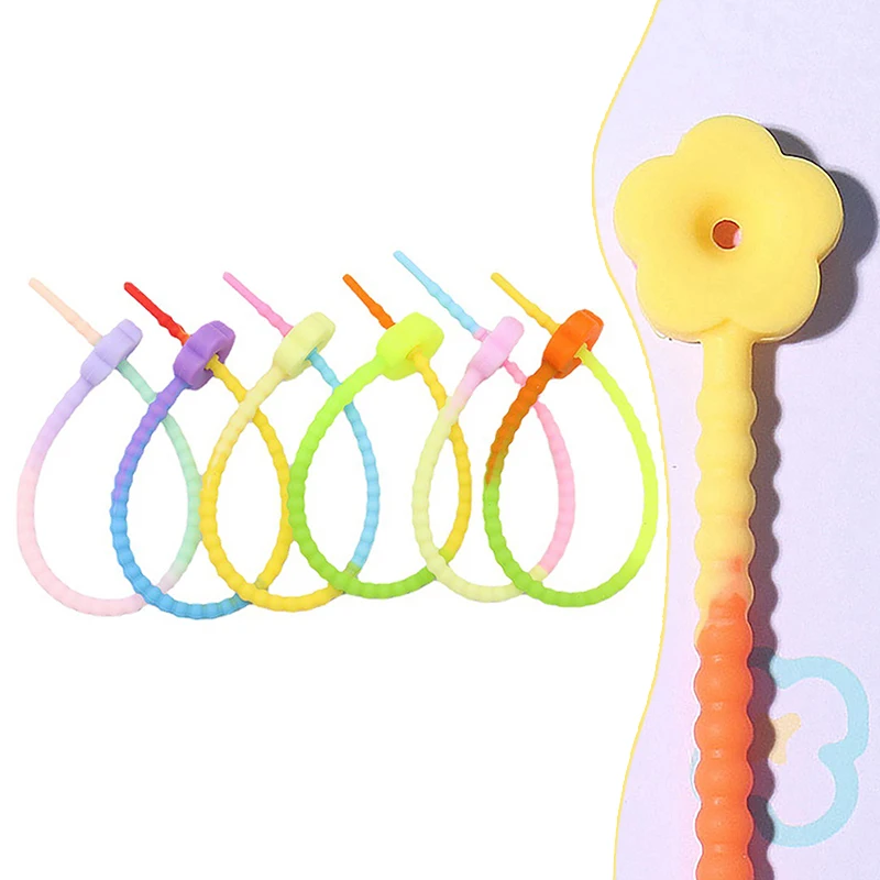 1PC Flower Gradient Self-locking Cable Ties For DIY Jewelry Making Keychain 21cm Length Silicone Cable Ties