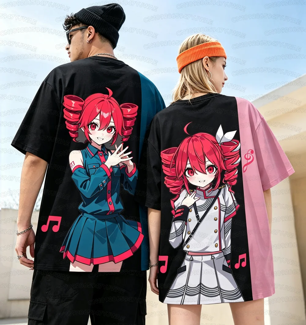 Camiseta de manga corta con estampado de dibujos animados de Kasane Teto para hombre y mujer, camiseta informal de secado rápido con cuello redondo, Top para pareja, verano 2026