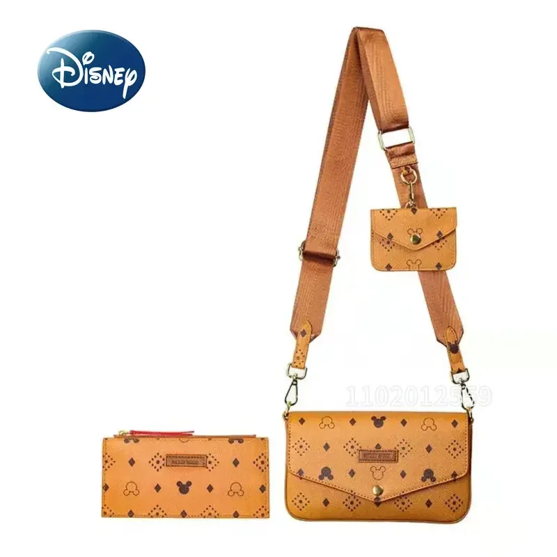 Disney Mickey New Women's Bag Luxury Brand Original Women's One Shoulder Crossbody Bag Cartoon 3-piece Set Women's Crossbody Bag