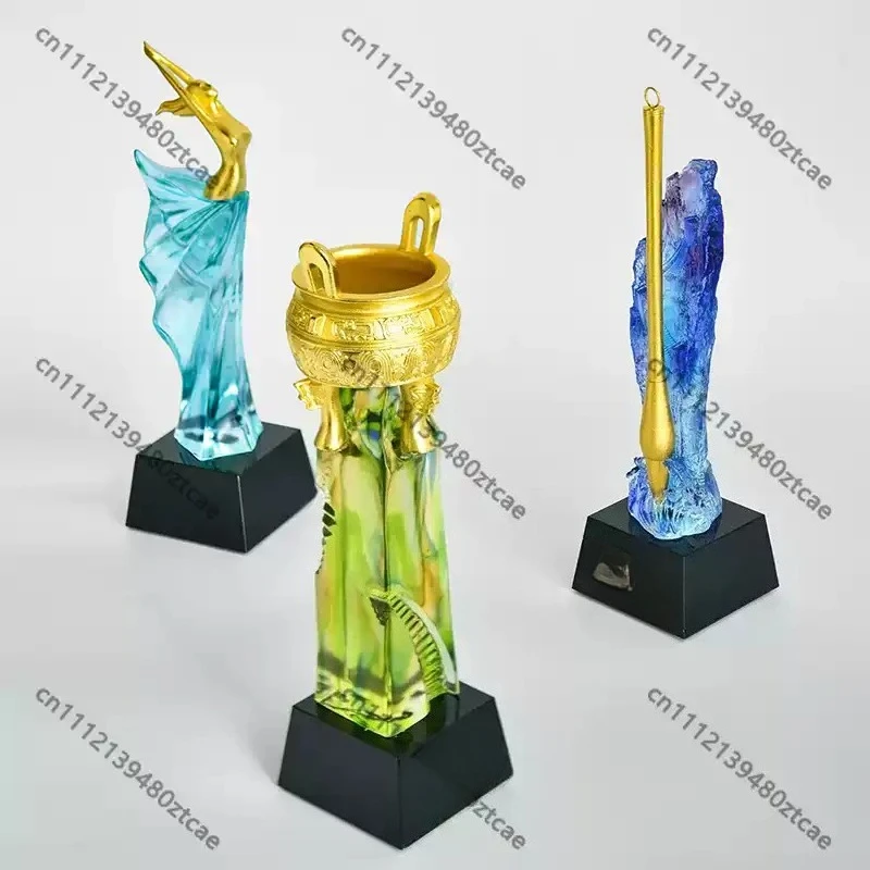 Custom Creative Glass Trophy Commemorative Medal Annual Meeting Excellent Employee Retirement Anniversary Award Gift