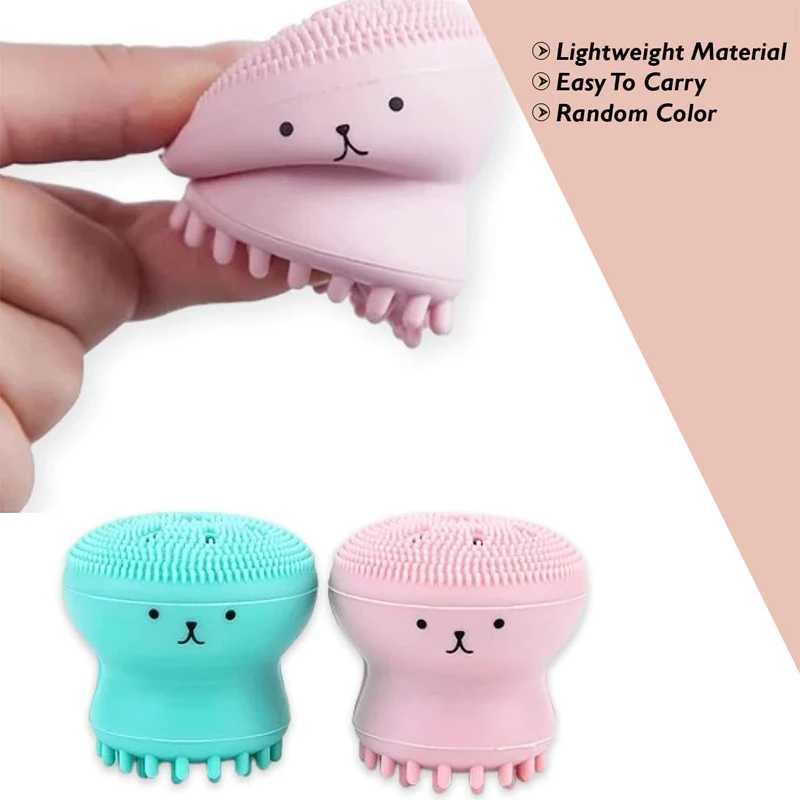 1pc Octopus-Shaped Bubble Maker Silicone Facial Deep Cleansing Brush Makeup Removal Tool Portable Multi-functional Gadget 