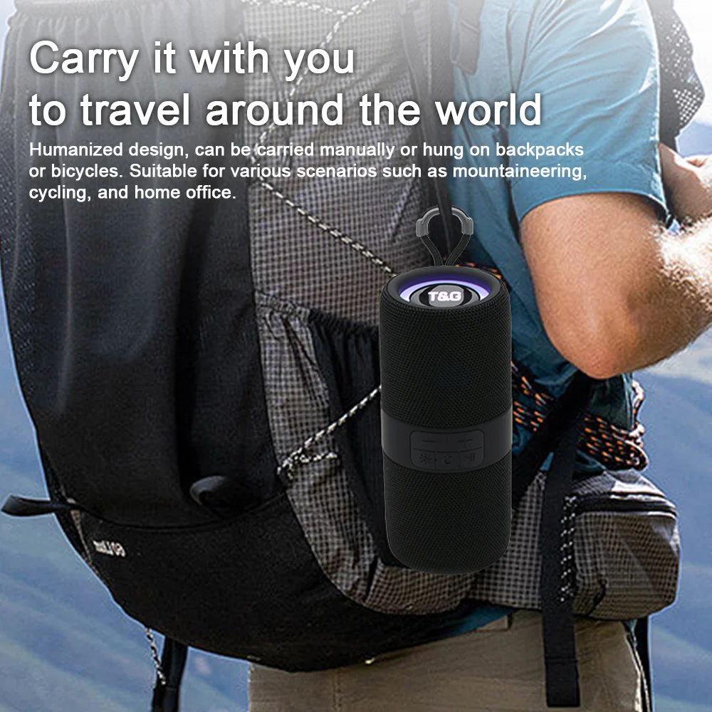 TG671 Outdoor Bluetooth Speaker RGB LED BT5.0 FM Radio Portable 10W Wireless Bass Boombox Waterproof Riding Camping Music Box