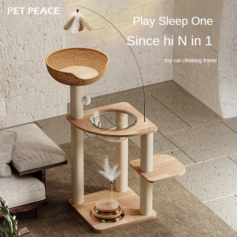 Cat Tree House Cat Climbing Frame Cattery Space Capsule The Cat Scratched The Board Small Footprint Sisal Hemp Pet Accessories