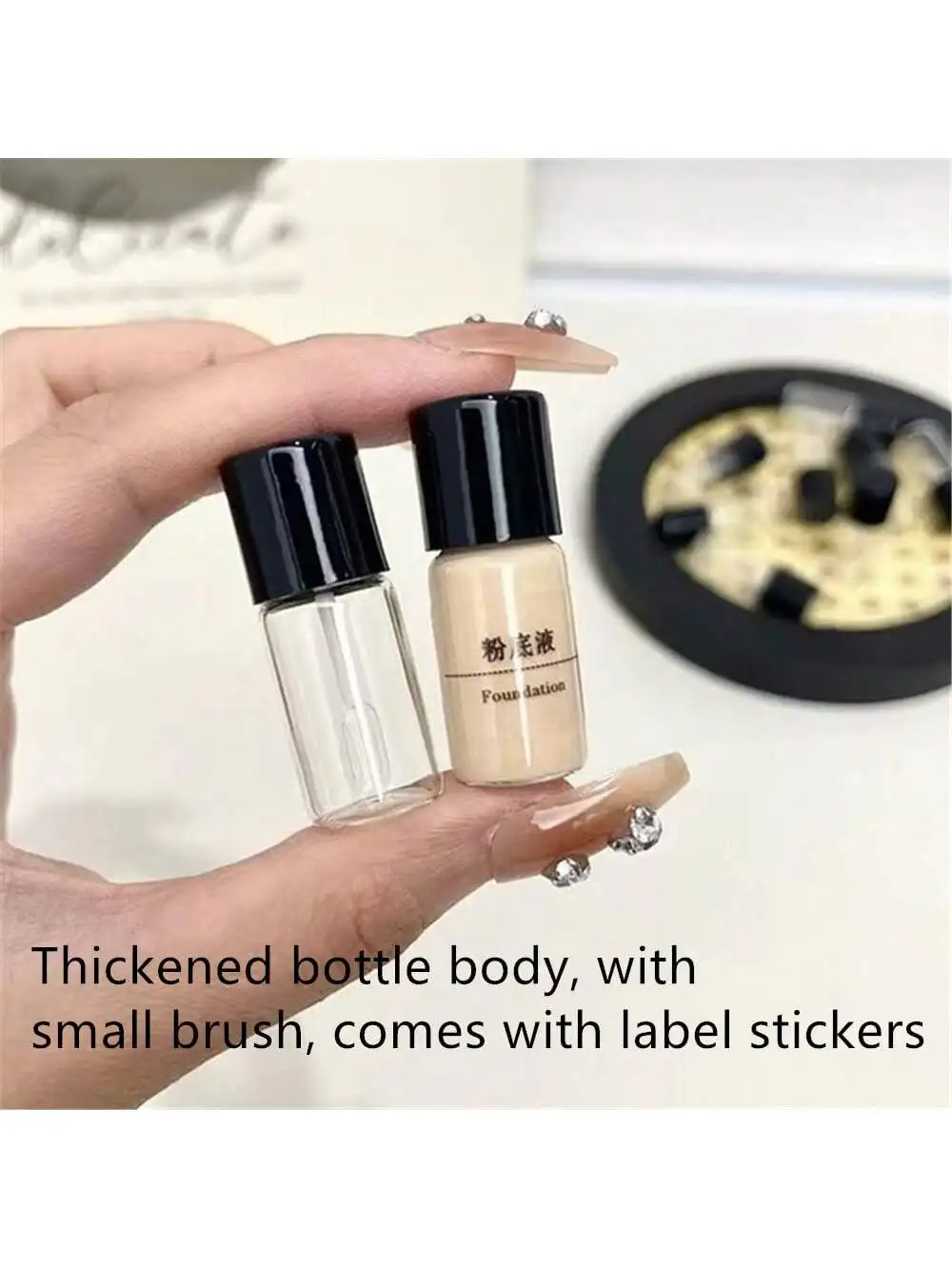 Kit de maquiagem recarregável de 1/5/peças, garrafas de base vazias de 4ml com caixa de armazenamento de viagem e espátula de maquiagem, recipiente cosmético portátil