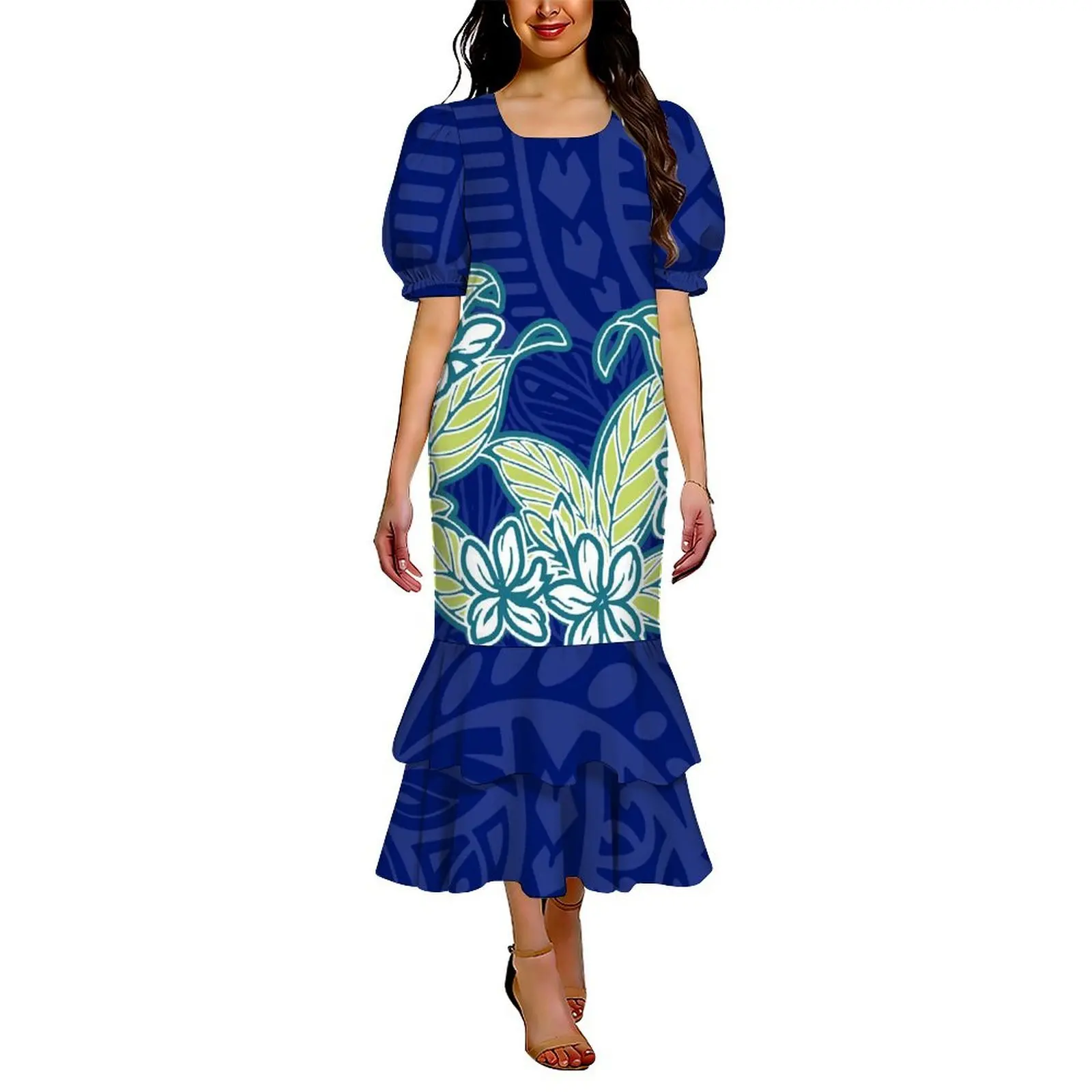 

Пляжное длинное платье-муму в этническом полинезийском стиле с рукавами-фонариками, индивидуальный пошив, для женщин, 2026 год