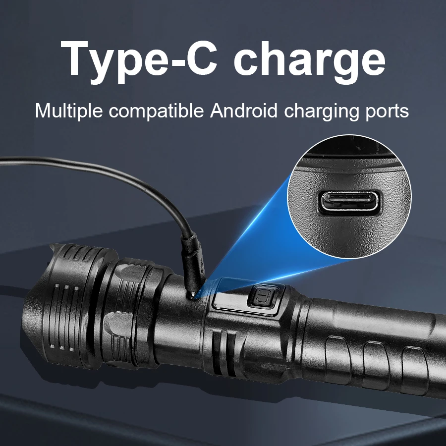 High Power LED Flashlights Type-C Rechargeable Torch Long Shot 1000M Waterproof Handlamp Outdoor Camping Fishing Lantern image 4