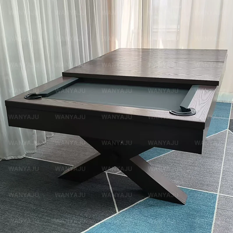 Cheap Price Superior Quality Antique Style Rustic Billiard Table Solid Wood Slates Indoor Billiards Dining Pool Table
