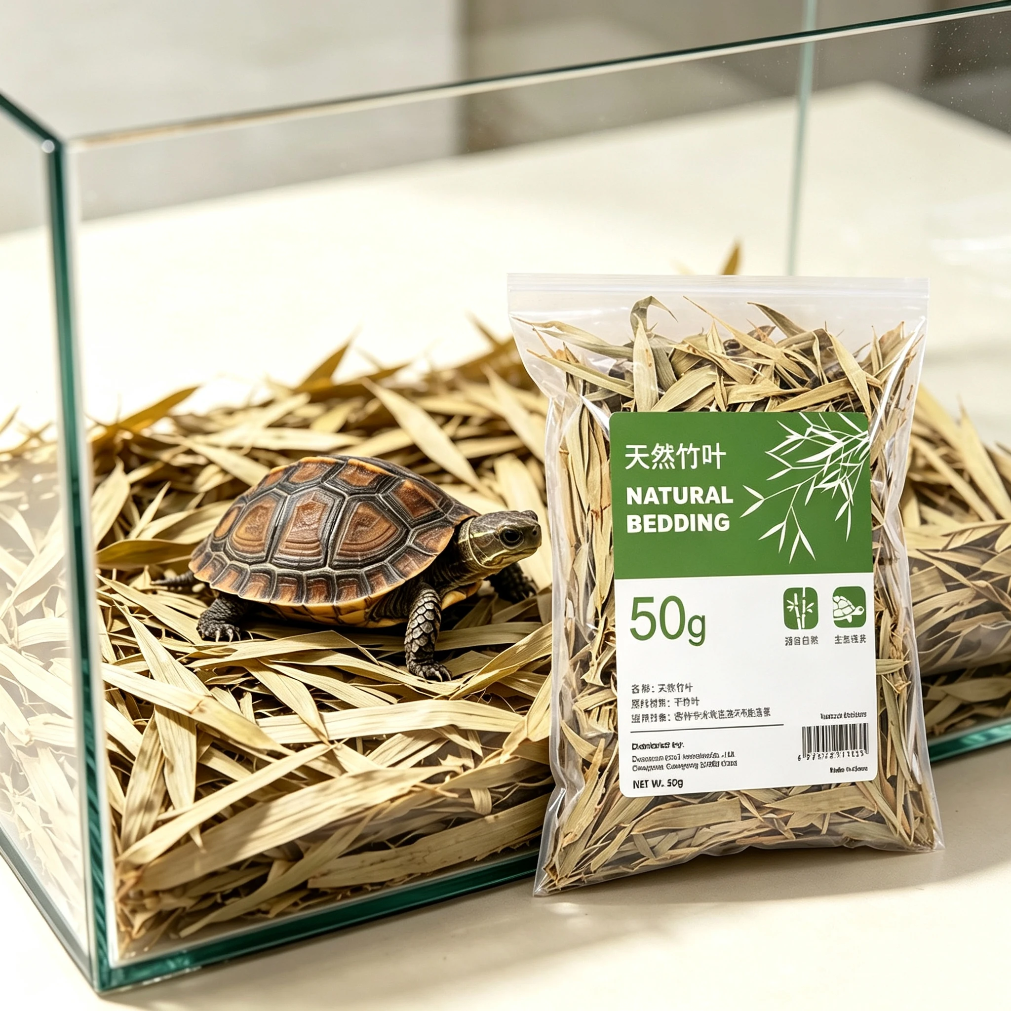 Reptile Natural Bamboo Leaf Bedding Forest Terrarium Substrate Decor Moisture‑proof Dry Leaves for Turtle Lizard Snake Habitat view 3