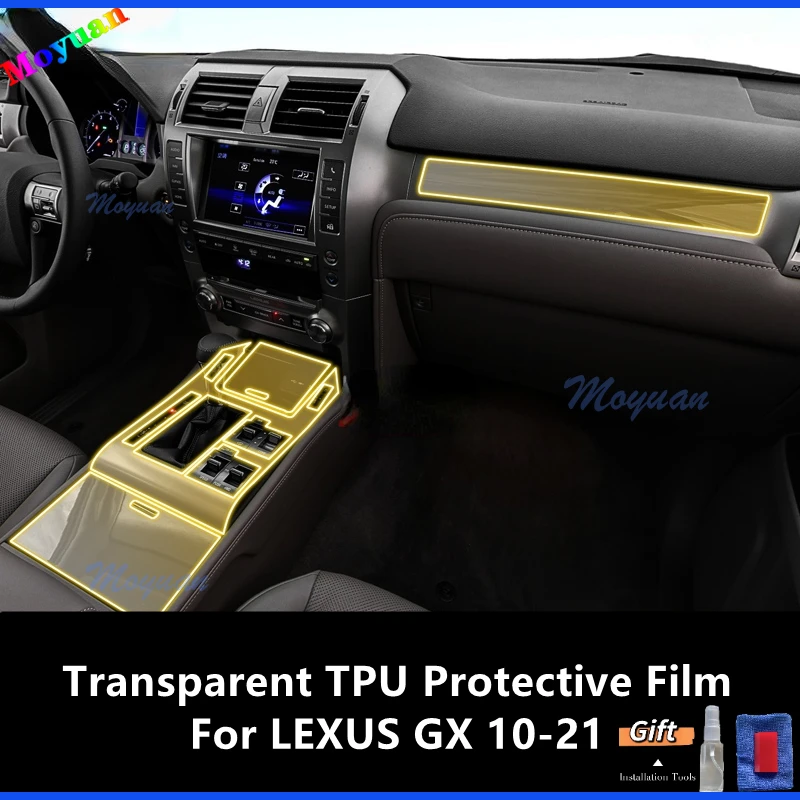 For LEXUS GX 10-21 Gearbox Panel Navigation Screen Automotive Interior TPU Protective Film Anti-Scratch Sticker