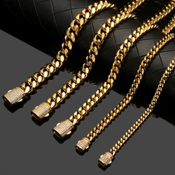 6/8/10/12/14mm New Men Chain Bracelet Stainless Steel Curb Cuban Link Chain Bangle for Male Women Hiphop Wrist Jewelry Gift