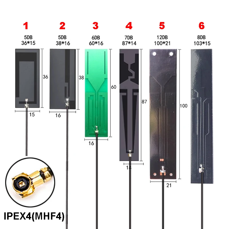 4Pcs GPS Passive Antenna Internal PCB FPC Flexible Position Antenna IPEX4 MHF4 13cm Cable For GPS LTE Module