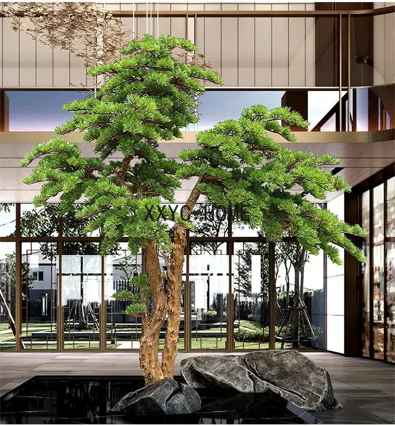 

Solid Wood Imitative Double Welcome Pine Indoor Decoration Greenery Large Floor-Standing Fake