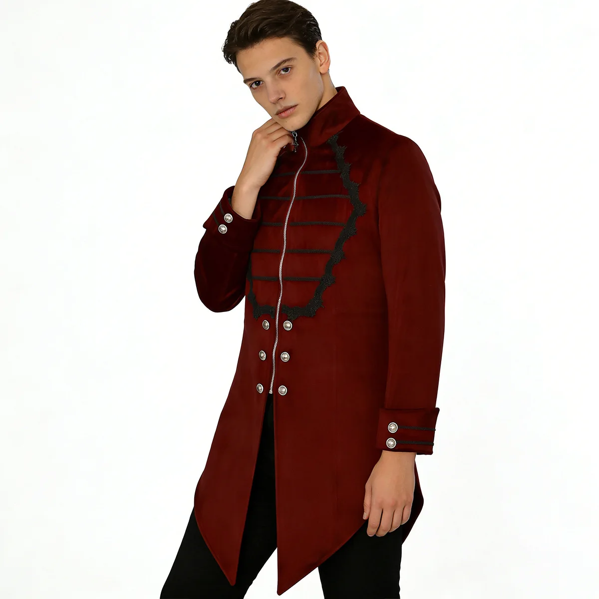 Medieval Costume Court Lapel Buckled Tuxedo Dinner Jacket Men Women Steampunk Slim Coat Magician Cosplay Halloween Carnival