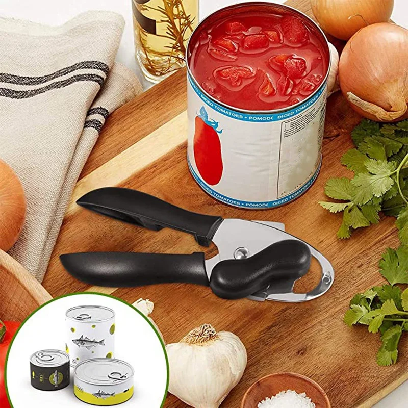 Can Opener, Stainless Steel 4 In 1 Smooth Edge Hand Held Bottle Opener , Ergonomic Turning Knob