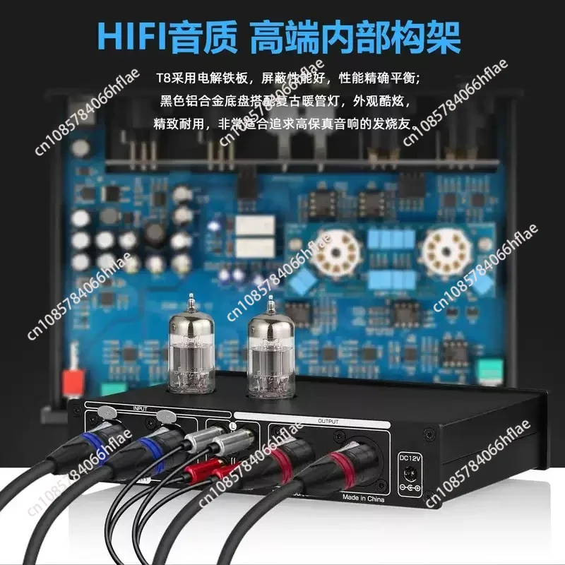 T8‑PRO Vacuum‑Tube Audio Preamplifier, Multi‑Band Equalizer Control Balanced Output Bile Pre‑Stage for Stereo Devices