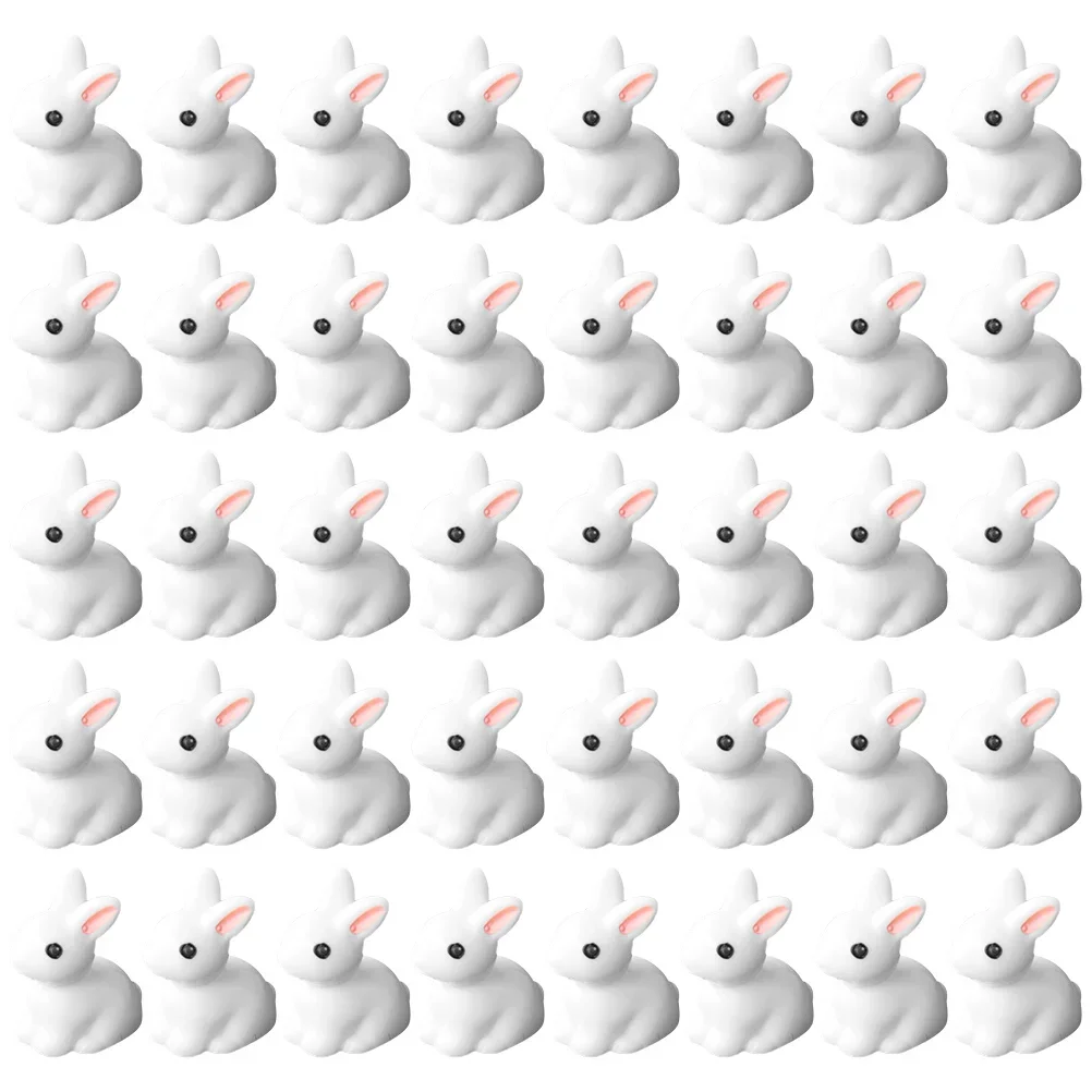 20/50 Pc Mini Rabbit Ornament Desktop Decor Tiny Bunny Decorations Rabbit Figure Resin Rabbit Cakes Toppers Car Dashboard Decor