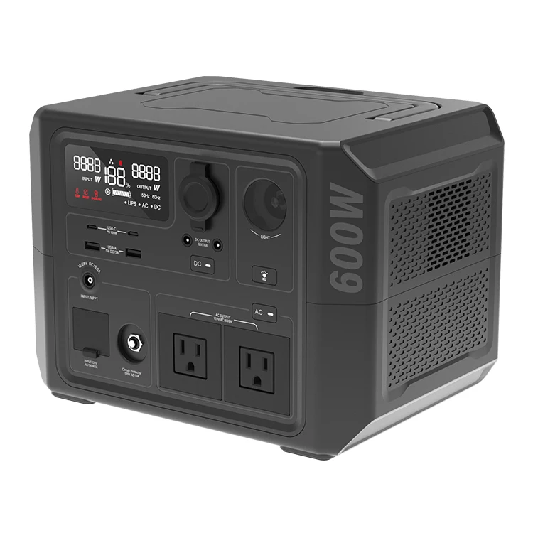 

Outdoor Camping Portable 600W Lithium Battery Energy Storage Power Station with Solar