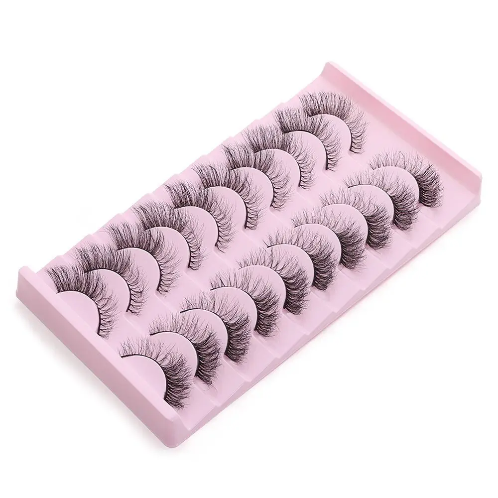 여성용 뷰티 3D 볼륨 인조 밍크 속눈썹 크로스 메시 내추럴 누드 캣 아이 래쉬 수제 아이 메이크업 도구 속눈썹 연장