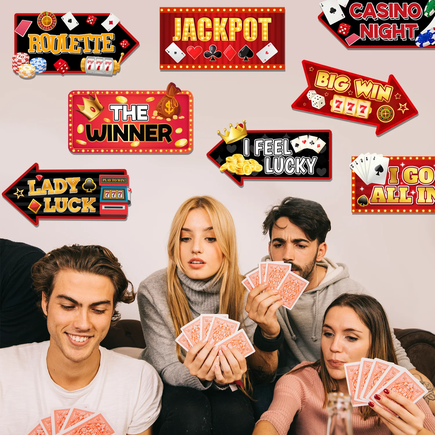 20 Stück Casino Party Schild, Casino Thema Party Schild, Las Vegas Party Schilder Party Richtung für Casino Photo Booth Requisiten Casino