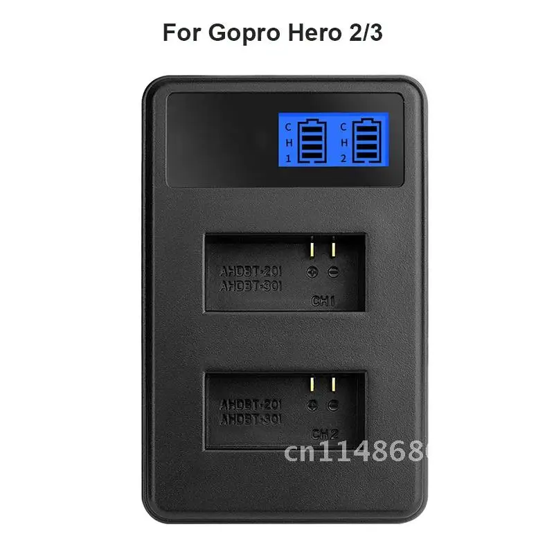 Camera accessories For GoPro Battery LCD charger Gopro Hero 2 3 Battery Gopro hero5 6 7 8 USB Dual LED Smart Charger