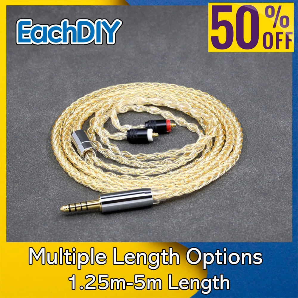 

8 Core 99% 7n Pure Silver 24k Gold Plated Earphone Cable For Sony XBA-H2 XBA-H3 XBA-Z5 xba-A3 xba-A2 8815