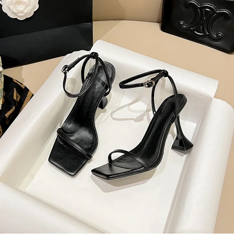 Narrow Band Sexy Women Open Toe Wine Glass Heel Dress Sandals Elegant Wedding Party Shoe High Heel Summer Classic 35 36 37 38 39