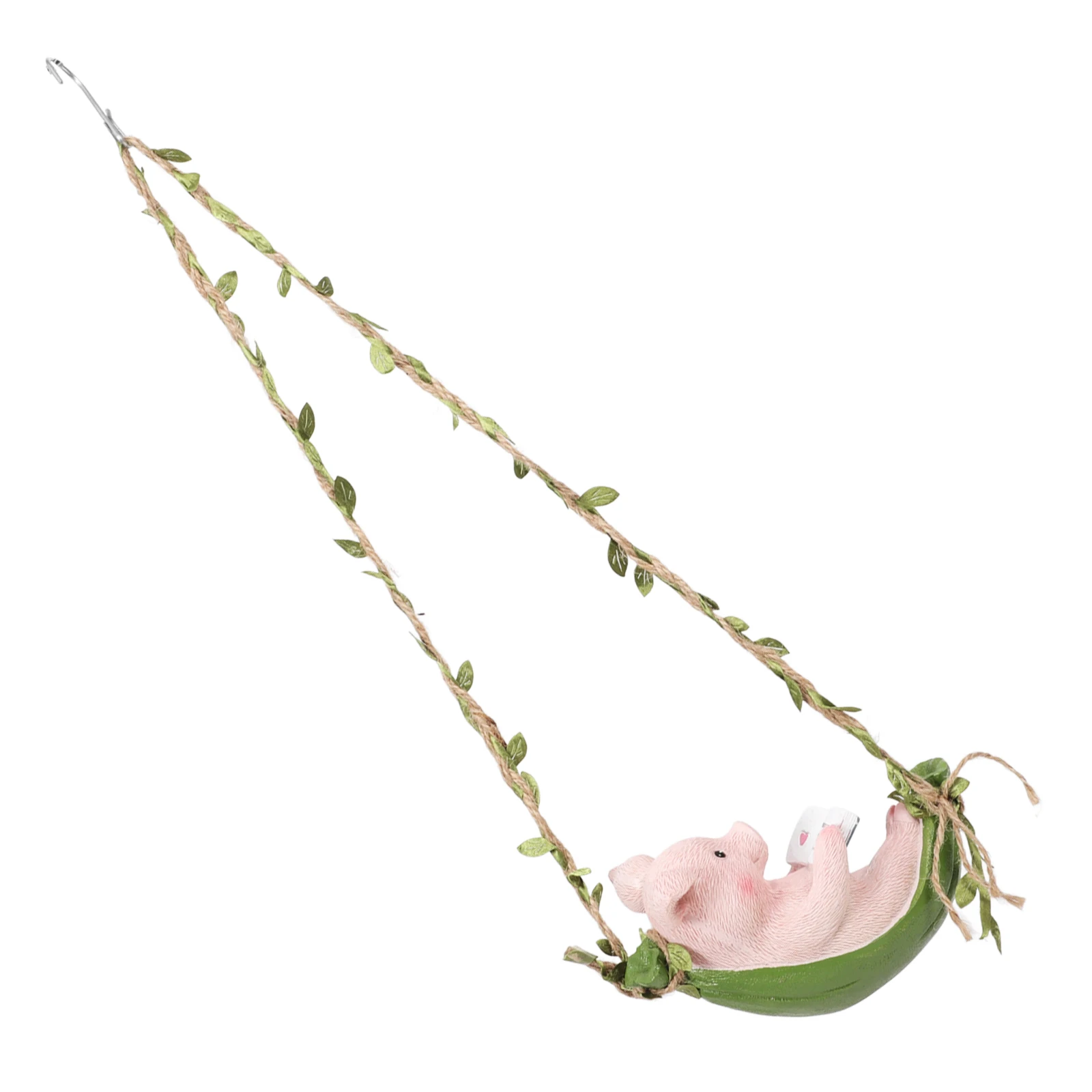 

Cute Swing Ornament Garden Decorations Outdoor Balcony Yard Tree Hanging Durable Resin Statue Pig Swing Figurine Yard Scene