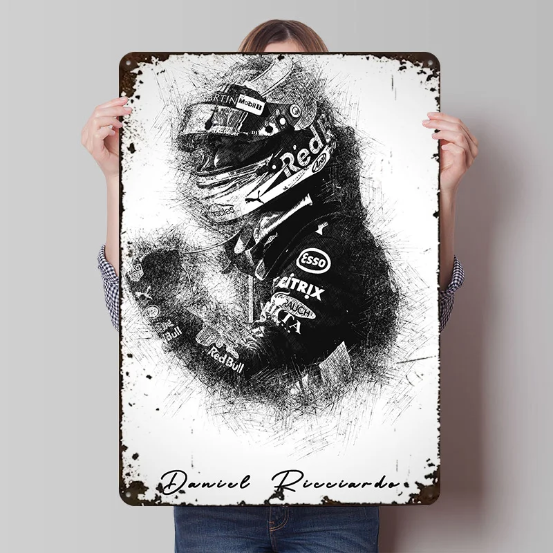 Daniel Ricciardo Poster Sports Wall Art Retro Metal Sign Gaming Room Decoration At Home Customized Tin Plaque for Man Cave Decor