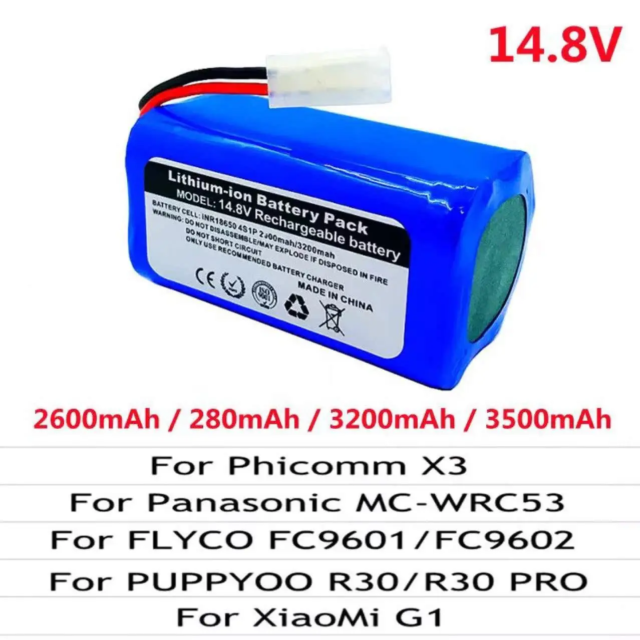14.8V 2600mAh 2800mAh 3200mAh 3500mAh for Xiaomi G1 MI Robot Vacuum Mop, MJSTG1 Robot