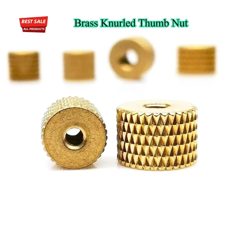 M3 M4 M5 M6 M8 Knurled Brass Thumb Nut Cylindrical  Anti-Slip Grip Tool-Free Fastener for Instrument Panel Aviation Electronics