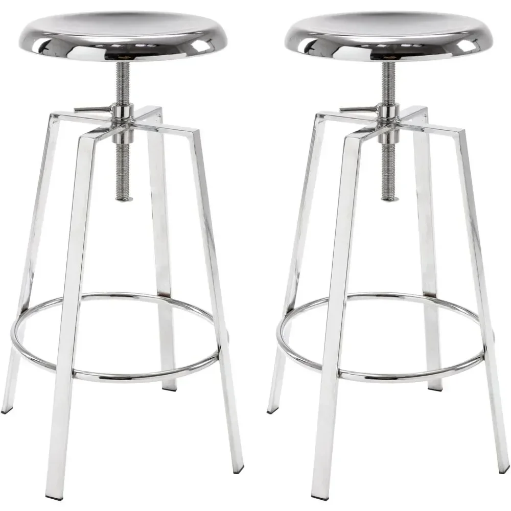 

%a Bar Stools Set of 2, Adjustable Swivel Four Legged Round Metal Barstools, Backless Counter Height Bar Chairs Set of 2