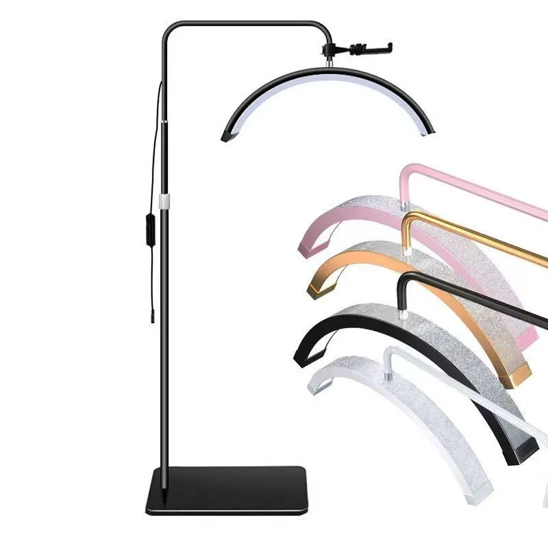 

Блестящие 28-дюймовые лампы для ресниц, полумесяцевый свет для ресниц, светодиодная увеличительная лампа, кольцевой светильник с держателем для телефона для красоты татуировки