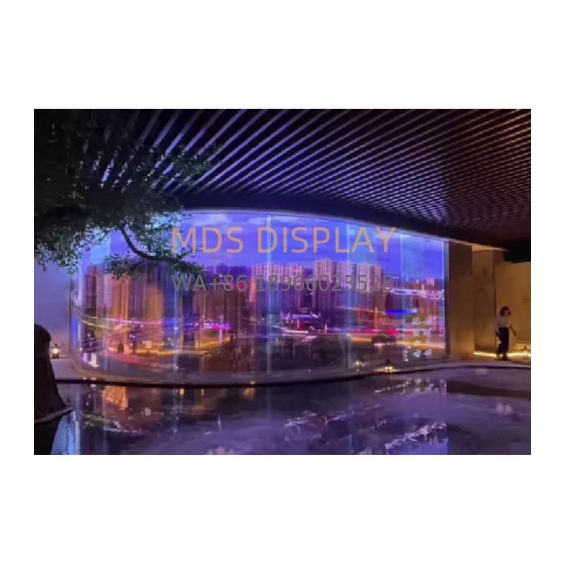 MDS P4 Schermo di visualizzazione a LED COB trasparente di alta qualità 640mm * 240mm Vetro commerciale facile da attaccare ad alta visibilità
