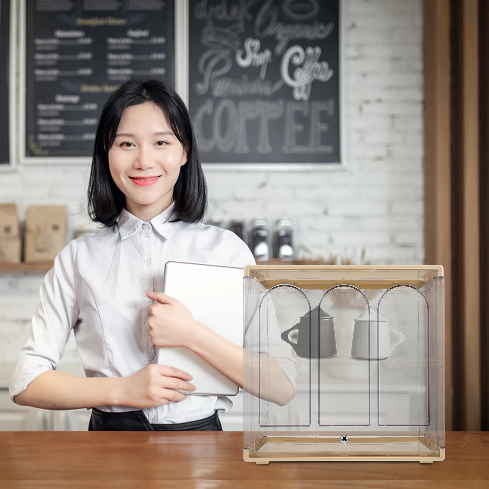 

Decorative Water Cup Holder Premium Acrylic Material Dustproof Desktop Coffee Mug Stand Storage Box Transparent Cup Storage Box