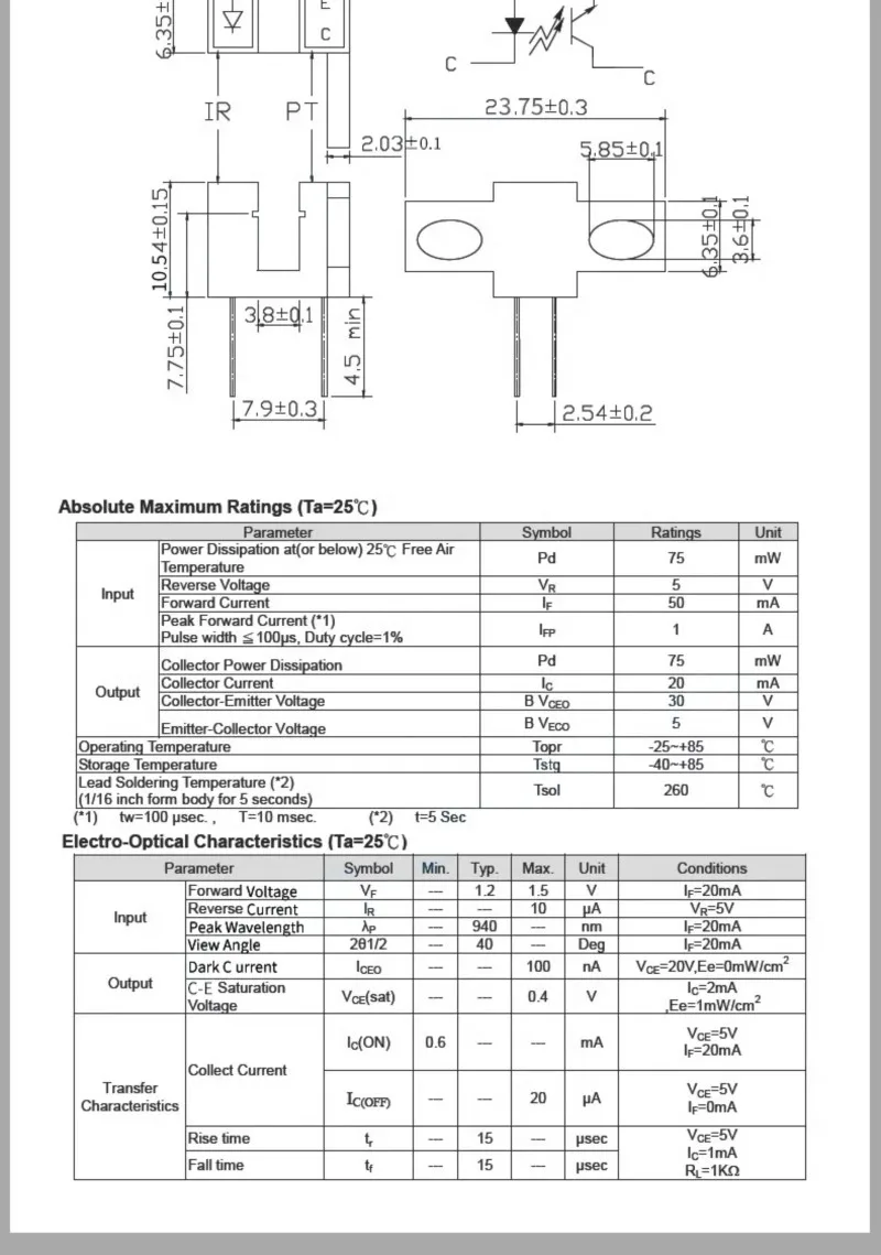 Durchstrahl-Schlitz-Optokoppler Fotoelektrischer Schalter Sensor ITR9606/9608/1120/20005-F ST150 – Detail 13