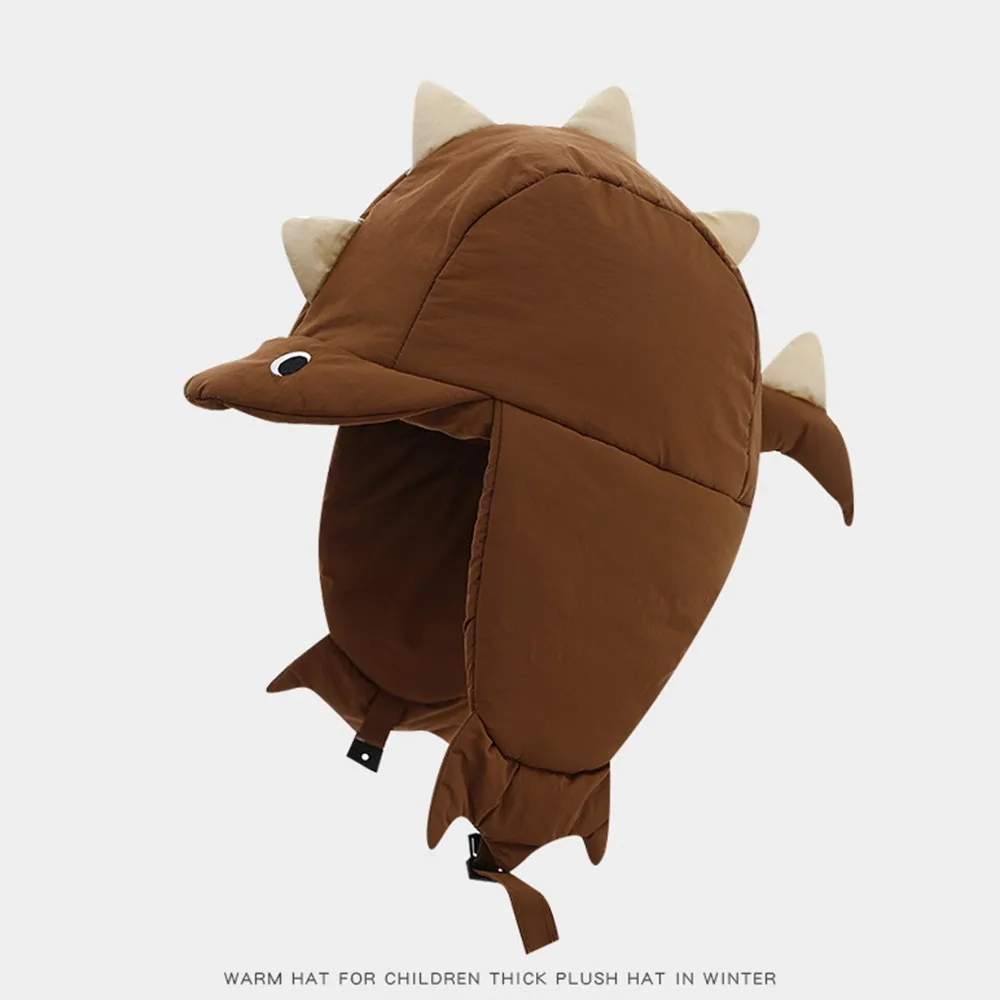 

Новая детская пуховая шапка с рисунком динозавра, зимняя теплая морозостойкая защитная шапка для ушей, ветрозащитная милая шапка-бини для детей