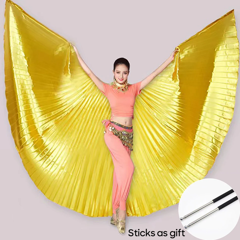 Orange and Multi Colors Options Egyptian Isis Wing Wings Belly Dance Accessories For Women Stage Performance Wear With Sticks